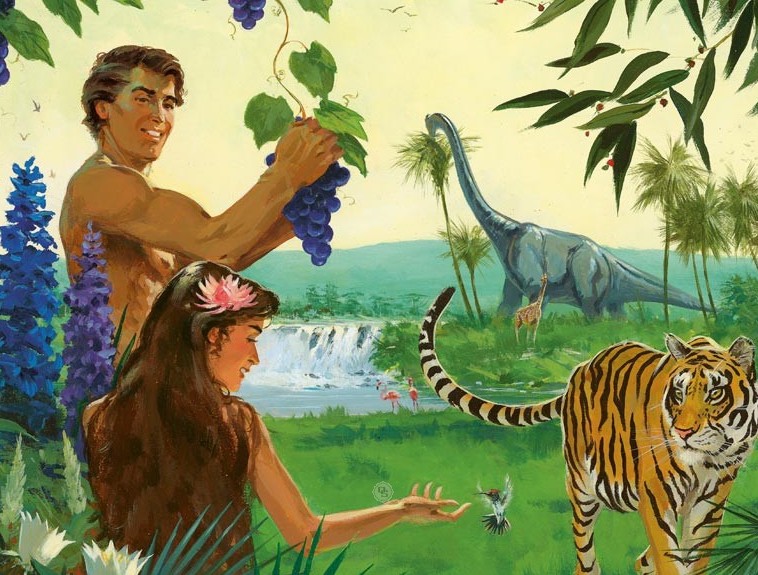 image of adam and eve with a dinosaur from the Mercer County curriculum