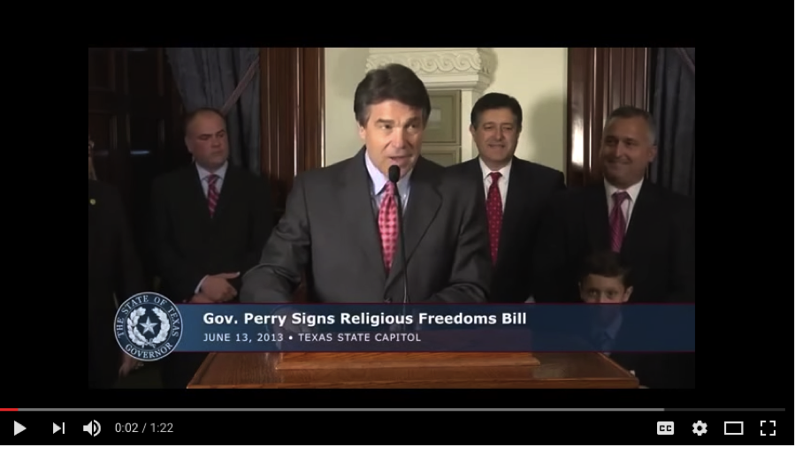 Former Texas Governor Rick Perry speaking at the signing of a