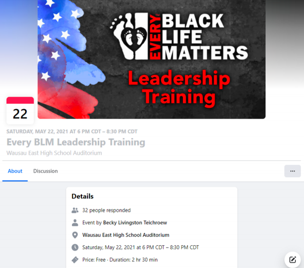 Screenshot of Every Black Life Matters on Facebook