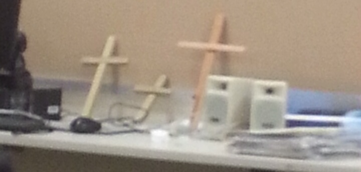 Crosses were displayed in a Garfield High School classroom during a lesson on creationism.