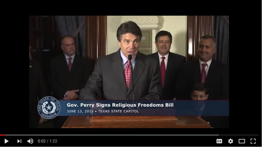 Former Texas Governor Rick Perry speaking at the signing of a 