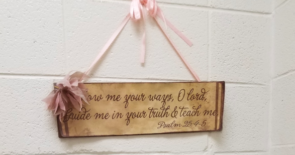 Sign on wall with bible quote at a Catoosa County Public School 