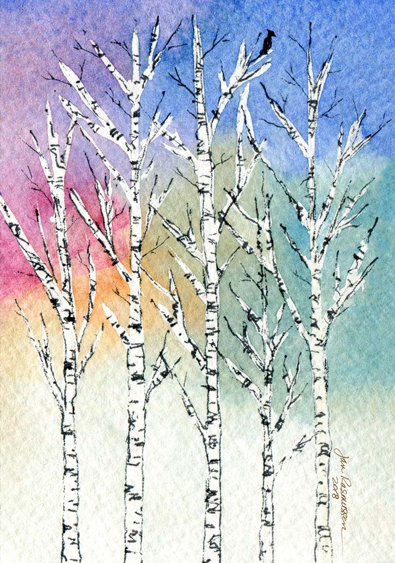 Birch Trees Solstice Card