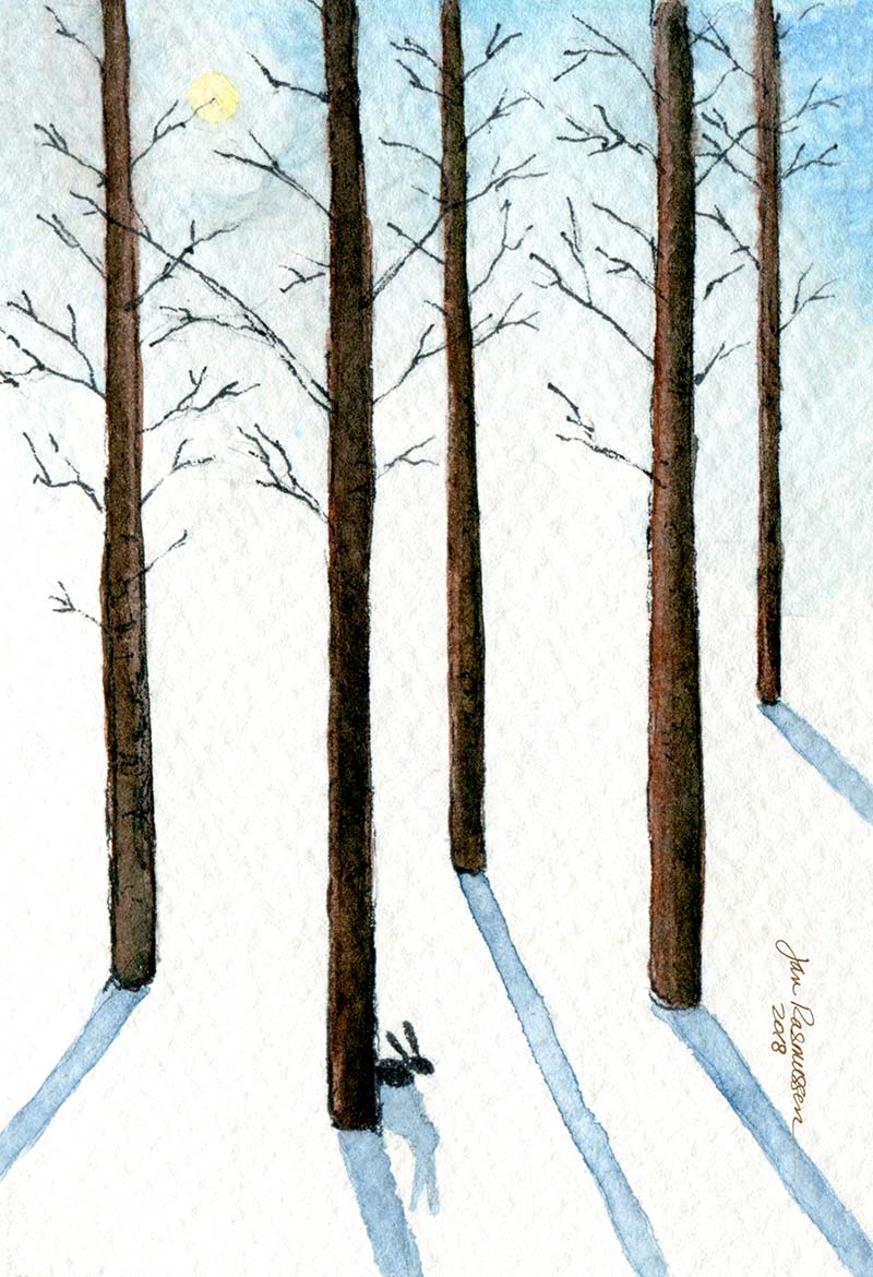 Winter Rabbit Solstice Card