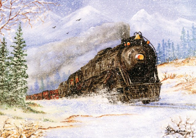 Winter Train Solstice Card