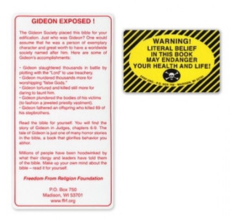 Gideon Exposed and Warning stickers