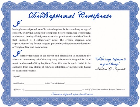 DeBaptismal Certificate