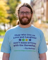 Yip Harburg quote T-shirt in light blue