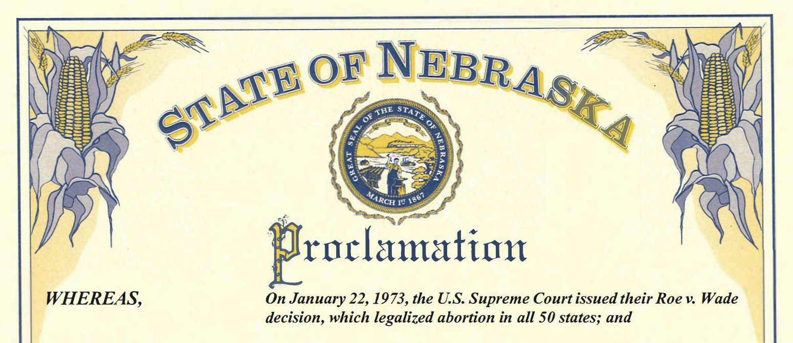 Nebraska Abortion Proclamation