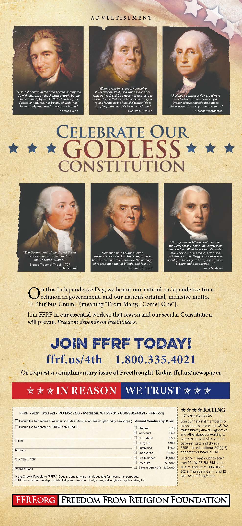 FFRF: This July Fourth, celebrate secularism and boycott Hobby Lobby -  Freedom From Religion Foundation