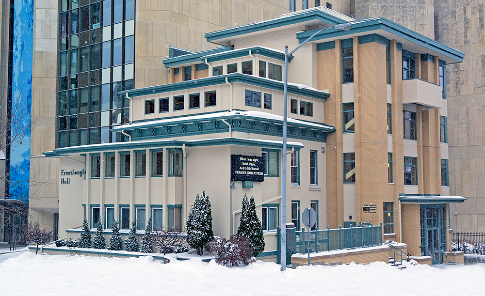 Freethought Hall in wintertime