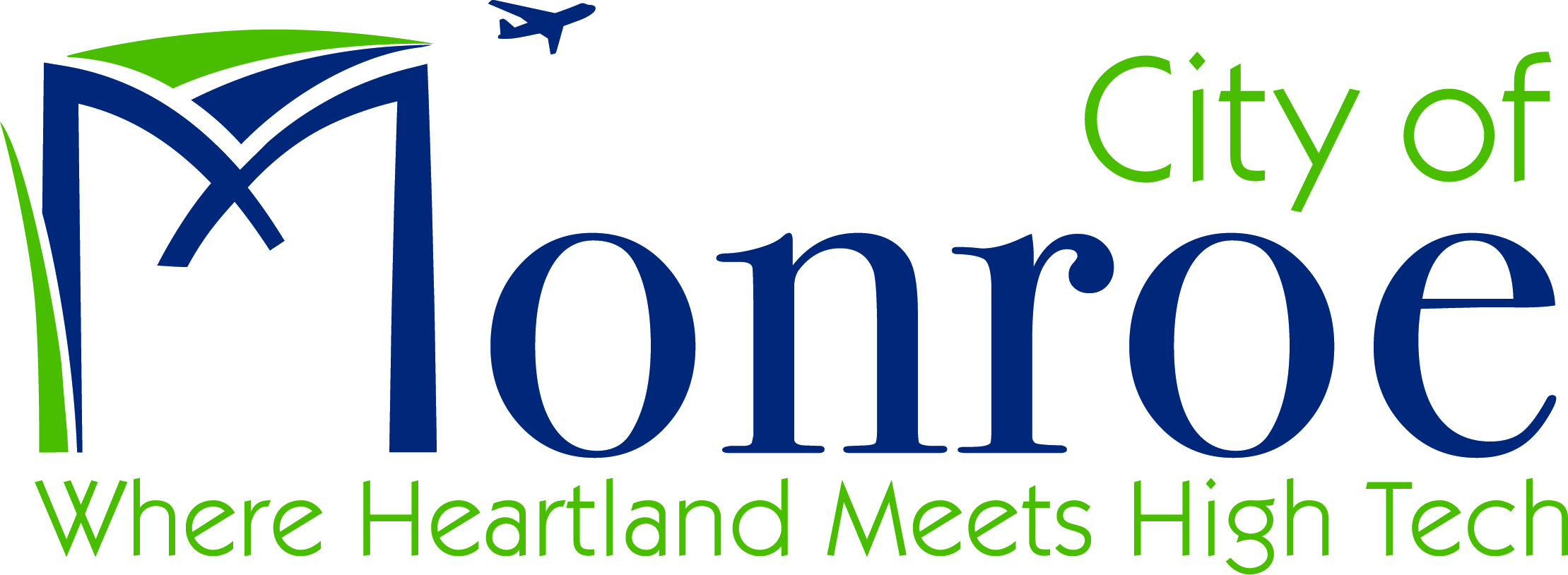 logo for the City of Monroe in North Carolina, Where Heartland Meets High Tech