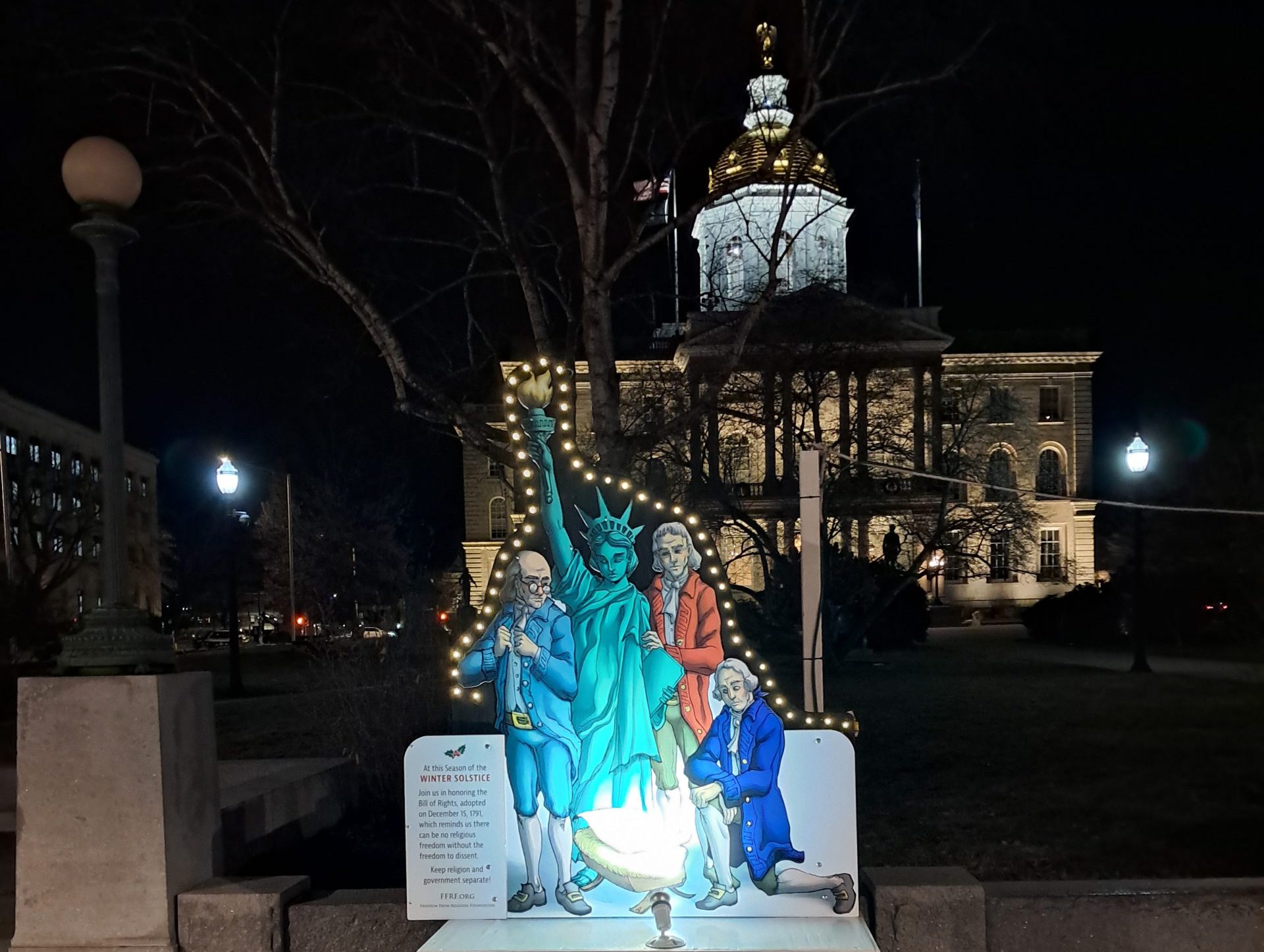 bill of rights nativity scene outside MN state capitol