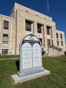 Ten Commandments monument in front of the Jefferson County Courthouse
