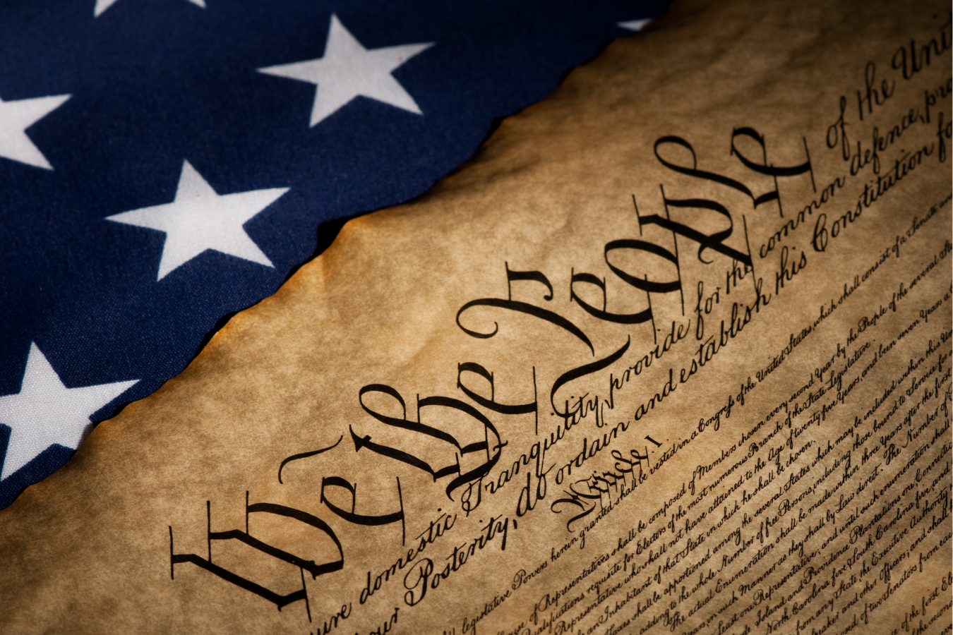 bill of rights on background of flag